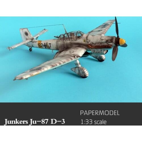 1:33 Germany Junkers Ju-87 D-3 Bomber Aircraft Plane DIY Paper Model Kit Puzzles Handmade Toy DIY
