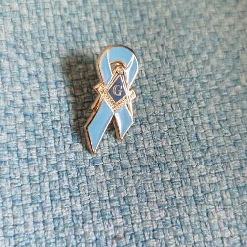 Free shipping 10pcs Blue Color Masonic Breast Cancer Awareness Pin Mason Freemason Souvenir Emblem Gift