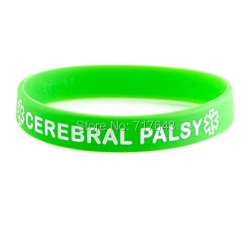 100pcs green cerebral palsy wristband silicone bracelets free shipping by FEDEX