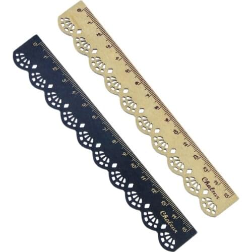 2 Pcs Beautiful Stylish Korea Stationery Lace Wood Ruler Sewing Ruler Office School Supplies