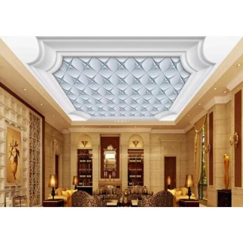 3D Wallpaper Custom ceiling Mural Non-woven White European carved Living Room Ceiling Wall Painting Wallpaper Murals 3D