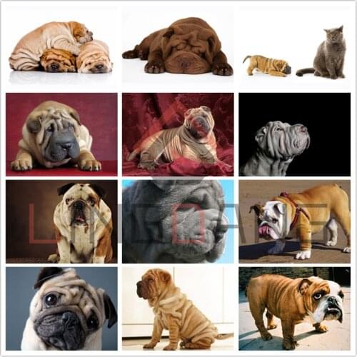 5D Diamond Painting Dog Animal Full Square Round Drill Diamond Embroidery Shar Pei Dog Cross Stitch Mosaic Set Home Decoration