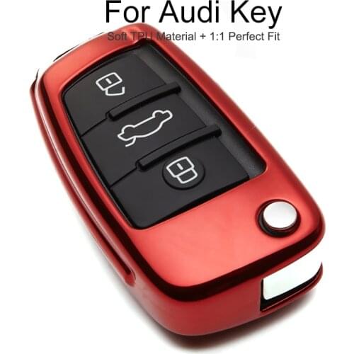 6 Colors TPU Car Key Cover Case Cap For Audi A1 A2 A3 8P A4 B9 A6 C6 4F A4L A6L Q3 Q5 Q7 2018 2019 Key Chain Ring Shell Styling