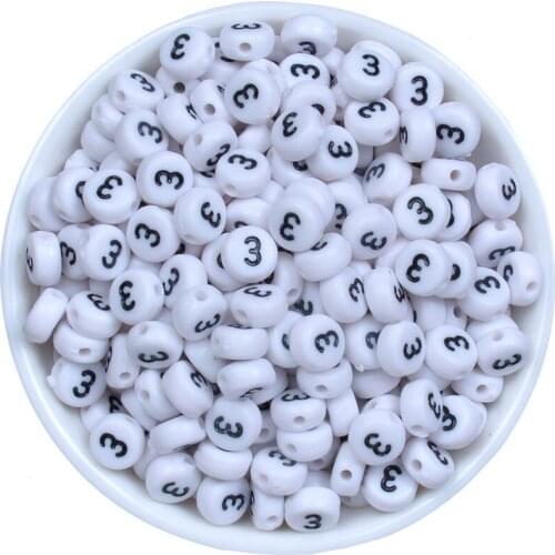 4*7mm Singer 3 Alphabet Letter Acrylic Number Beads For Jewelry Making DIY Bracelets Necklace Findings 7mm