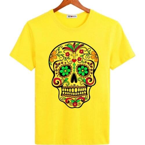 BGtomato creative skull colorful fashion shirts men brand new fashion original design hot t shirts cheap sale