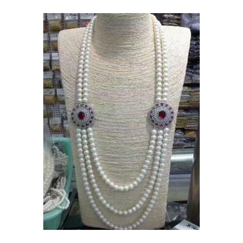 Noble jewelry new design 9-10mm round white pearl necklace DIY women hot sale jewelry
