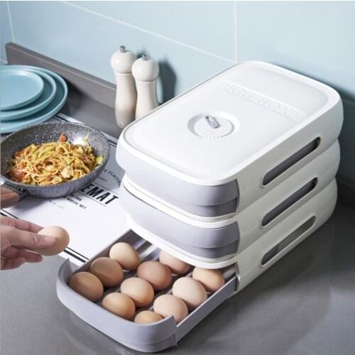 Household Eggs Holder Food Storage Egg Box Drawer Type Egg Storage Box Refrigerator Storage Box Fresh Keeping Box Dumpling Box