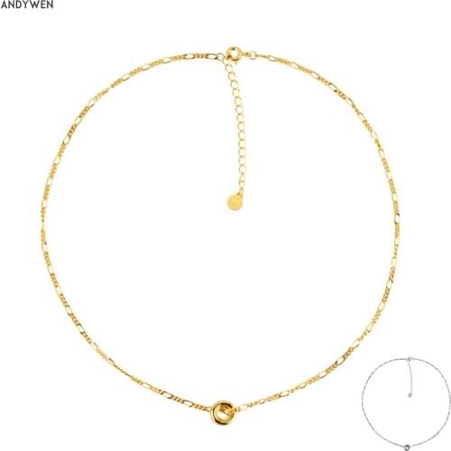 ANDYWEN 925 Sterling Silver Special Locker Chain Necklace Three Circle Choker Rock Punk Circle Luxury 2020 Fashion Jewelry