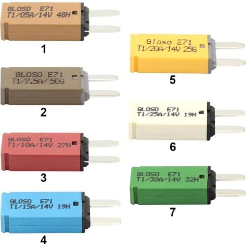 DC 14V 5A 7.5A 10A 15A 20A 30A Automatic Reset ATM Circuit Breaker Blade Fuse for Car Truck Boat Marine Auto Replacement Parts