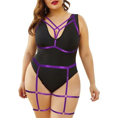 Gothic Bondage Costumes Plump Garter Belts Exotic Womens Underwear Sexy Lingerie Plus Size Harness Set Erotic Stocking Straps