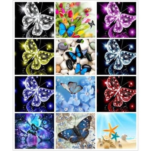 Top Popular 5D Diamond Embroidery Colour Butterfly Cross Stitch DIY Diamond Painting Mosaic Scenery Home Decor Love Gift To Kids