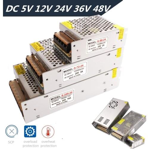 Power Supply DC 5v 12v 24v 36v 48v 5a 300W 350W 360W 500W Switching Transformer Driver AC110V 220V to DC For Led Strip SMPS