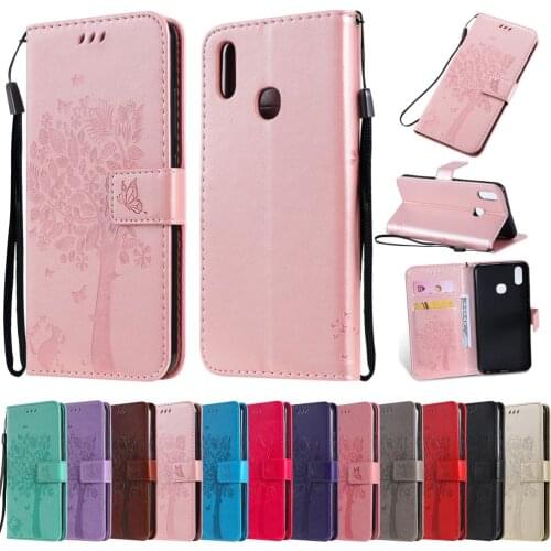 Leather Case For OPPO A7 A5S A3S F11 Pro A5 2020 A9 2020 Realme 3 5 Pro 3D Tree Cat Case Wallet Flip Magnetic Stand Phone Case