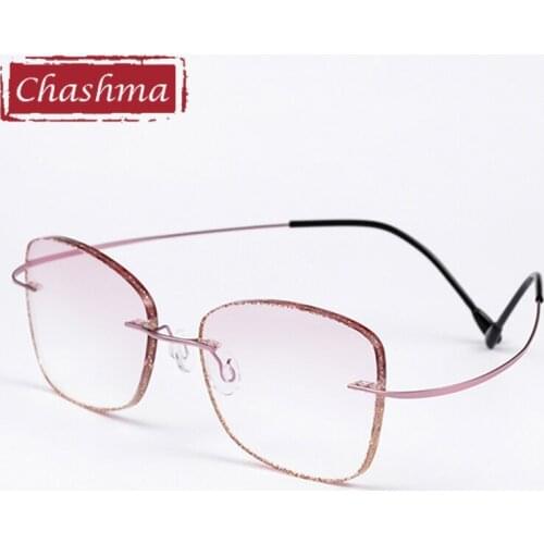 Chashma Men Rimless Light Frame Trend Eyeglasses Titanium Flexible Spectacles for Women
