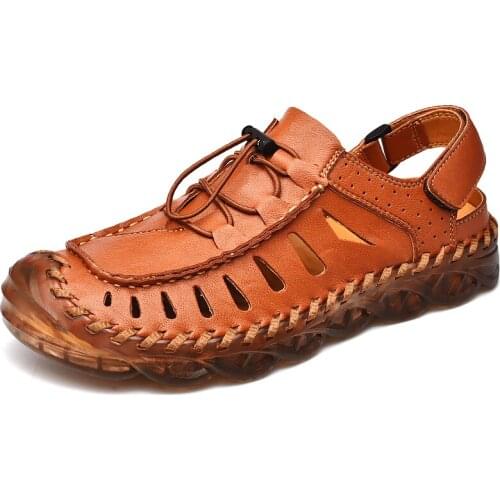 2021 New Summer Mens Leather Sandals Outdoor Breathable Wading Shoes Classic Soft Rome Sandals Fashion Casual Sandals Big Soze