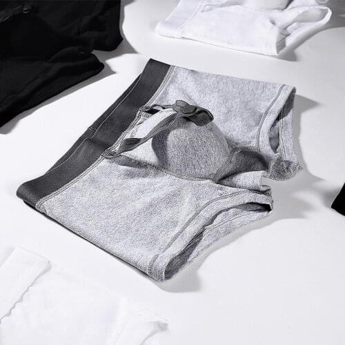 Mens rings show big U convex triangle cotton underwear male youth scrotum Totti testis with flat angle underwear fashion 2 Pack