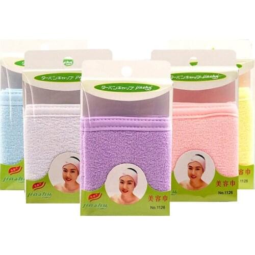 Eyelashes Extension Spa Facial Headband Make Up Wrap Head Terry Cloth Headband Stretch Towel with Magic Tape Makeup Hairband