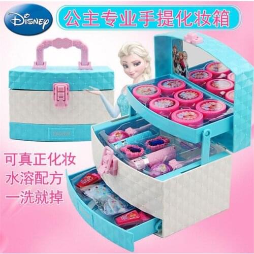 2019 New Frozen Children Cosmetic Set Princess Makeup Box Performance Nontoxic Lipstick Girls Play house Toys