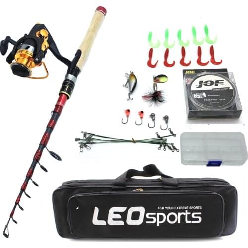 2019 new fishing rod combo telescopic spinning rod with reel lure set portable travel pole bag fishing tackle boat rock stick