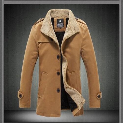 2020 Autumn and Winter New Slim and Velvet Mens Coat Korean Mens Windbreaker Lamb Wool Mens Woolen Coat Men Clothing