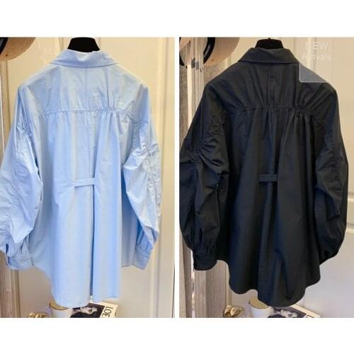 New Korean Blusas Fashion Long Sleeve Womens shirt Spring Casual Loose Korean Style Shirt Irregular pleate Harajuku Loose