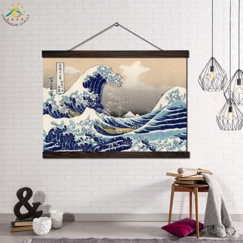 Japanese Ukiyoe Yamato Wave Posters and Prints Abstract Art Canvas Painting Frame Wall Art Pictures for Living Room Decoration