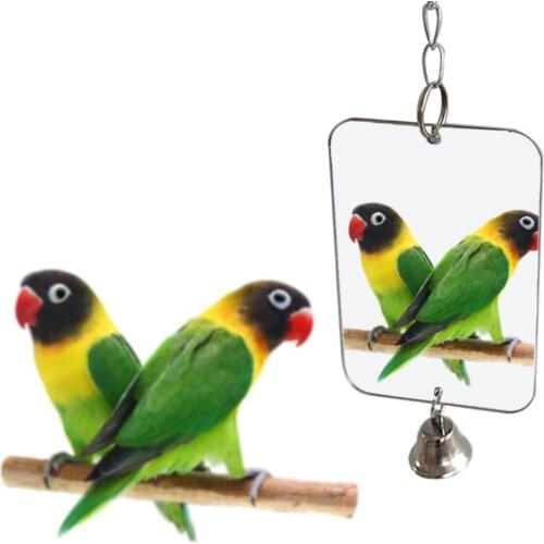 Parrots Toys And Bird Accessories For Pet Toy Parrot Bell Toy Pet Bird Mirror Toy Heart-shaped Round Rectangle Pet Bird Supplies
