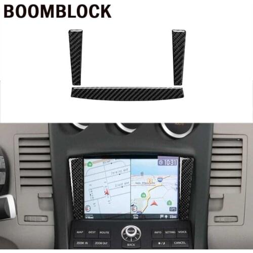 Car GPS Navigation Panel Frame Trim Center Console Cover Carbon Fiber Sticker Accessories For Nissan 350Z 2006 2007 2008 2009