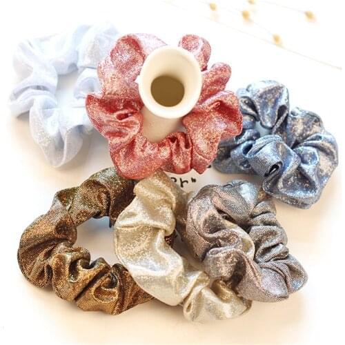Korea Style Simple Shiny Glitter Cloth Elastic Scrunchies Christmas Hair Band Multicolor Hair Ties Accessories for Women Girls
