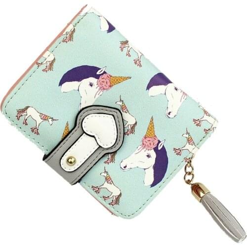 M221 Cute Cartoon Women Unicorn Wallet Coin Pack Eighty Percent Off Student Zip Small Zero Wallet Card Students Women Wallet