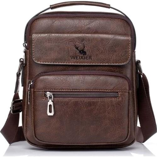 Mens Shoulder Bag Leather Bag Fashion Messenger Bags Flap Zipper Multiple Pockets Male Solid Crossbody Handbags Drooshipping