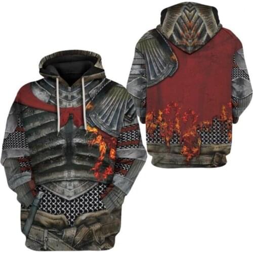 Cosplay 3D Game Dark Souls Knight Red Cloak Printed hoodies Sweatshirt Cosplay Costume Men Casual Jacket Hooded