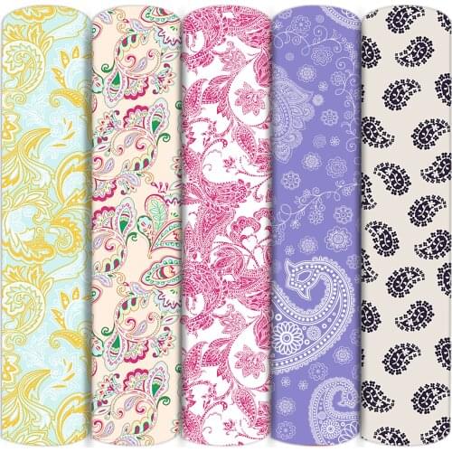 Paisley Print Polyester Cotton/4 WayStretch Knit Fabric Patchwork Sewing Kid Home Textile Cloth Quilting Dress Bandana,c17104