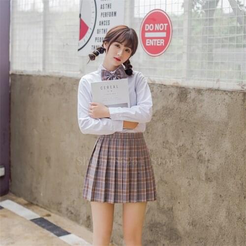 Girls JK Uniforms Japanese Korea Style Woman Sailor Navy Anime Cosplay School Uniform Spring Student Pleated Plaid Skirt Clothes
