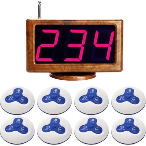 JINGLE BELLS Waterproof 8 calling buttons+1 LED display receiver wireless calling system for spa salon church hospital cafe