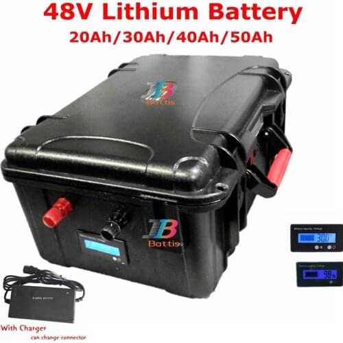 Waterproof 48v 40ah lithium battery li-ion 20Ah 30Ah 50Ah BMS for e-bike scooter 2000w motor Solar inverter+ 5A charger