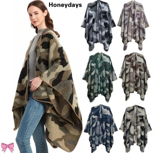 High Quality Cashmere Scarf for Women Fashion Camouflage Open Fork Shawl Ladies Long Thicken Warm Pashmina Shawls and Cloak