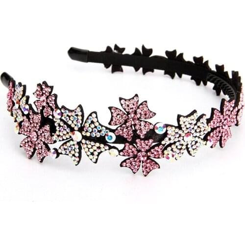 Retro Female Simple Flower Luxury Czech Crystal Non-slip Border Girl Hairpin Ladies All-match Fancy Hair Accessories Headband