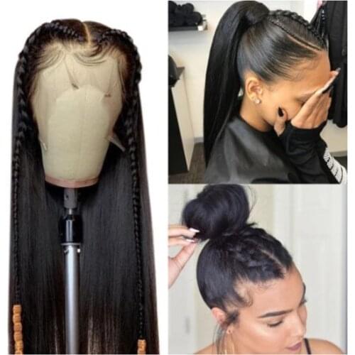 Glueless Women Ladies Long Straight Lace Front Wig Hair Pre Plucked Cosplay