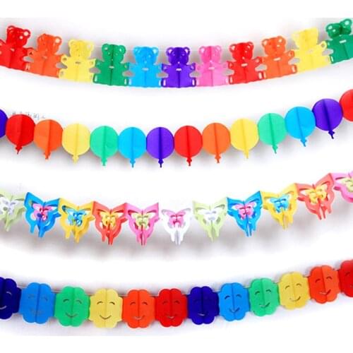 1Pc Party Banner Colorful Love Heart Banner Paper Garland Valentines Day Wedding Birthday Party Hanging Decoration Supplies