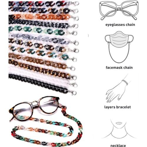1Pc Women 72cm Acrylic Sunglasses Chain Anti Slip Reading Eyewears Ribbon Clip Mask Holder Neck Strap Lanyard