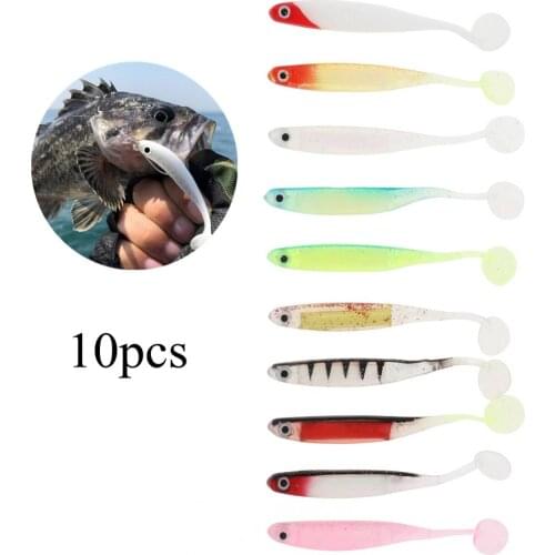 10 pcs Colorful Soft Bait 10.5cm 5g T Tail Sequin Flash Wobbler Crankbait Swimbait Rainbow Fishing Lures