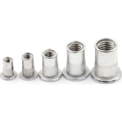 20Pcs M4 M5 M6 M8 M10 Aluminum Alloy Rivnut Flat Head Threaded Rivet Insert Nutsert Cap Rivet Nut