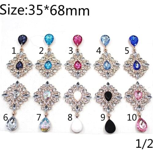5Pcs/Lot of 35*68mm full rhinestone flower button decoration accessories DIY sewing beautiful buttons wedding wholesale price
