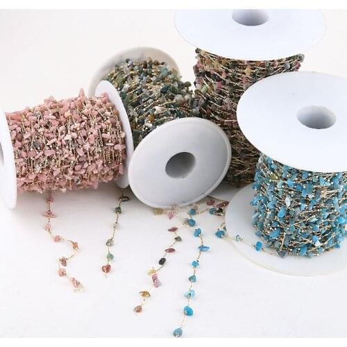 50cm 18K Gold Plated Necklace Chain Crystal Stone Beads Chain Handmade Materials for Bracelet Ankle Jewelry Making DIY Wholesale