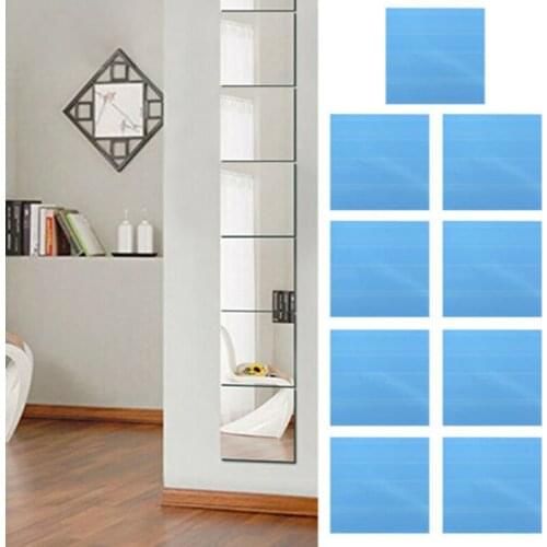 9Pcs Mirror Wall Sticker 15CM Acrylic Square Mirror Tile Wall Stickers Decal Home Living Room Decor 150*150*0.2mm