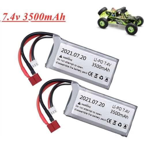 2pcs For Wltoys 144001 RC Car Battery 2s 7.4 V 3500mAh Max 60C Lipo battery T Plug for Wltoys 12428 12423 feiyue 03 Q39