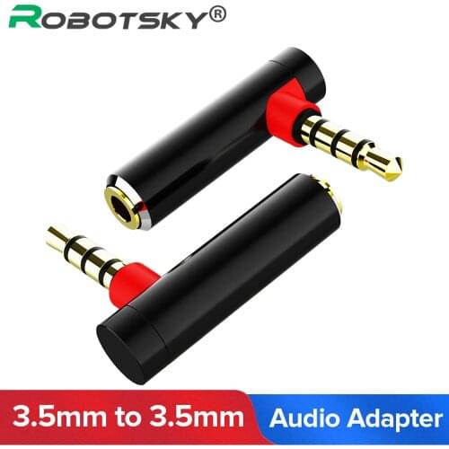 3.5mm L Shape Audio Adapter 3.5 Jack Male to Female 90 Degree Audio Converter Adapter for Aux Speaker Cable Headphone Car Jack