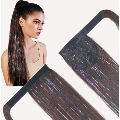 AZQUEEN Colorful Long Straight Ponytail Synthetic Hair Heat-Resistant Extensions Ombre Colour Pony Tail