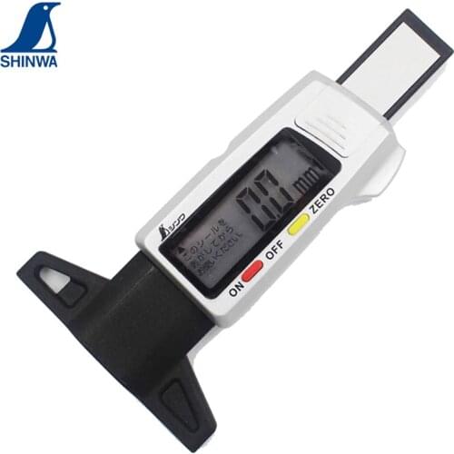 SHINWA Penguin Digital Depth Gauge Car Tire Tread Depth Gauge Caliper Depths Measurer Tool 0.1-25mm 19305